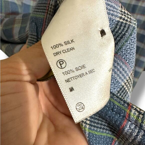 Men's Tommy Bahama Blue green Plaid Short Sleeve button down Shirt 100% silk Lg - Picture 7 of 7